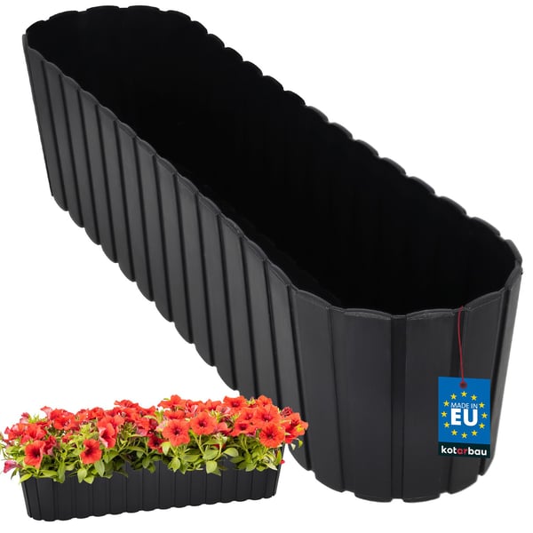 Blomkrukslåda oval balkong terrass rustik antracit 600 mm