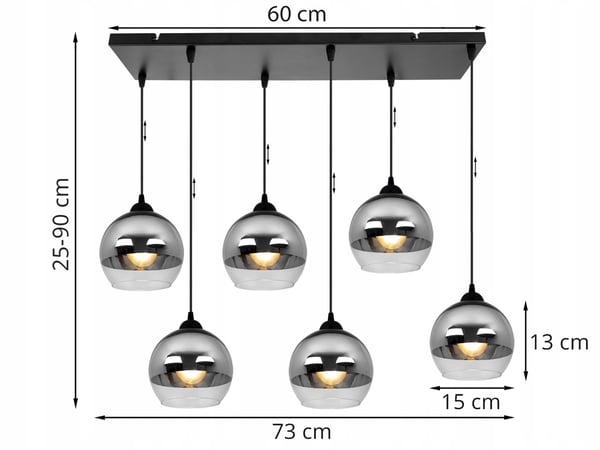 ELEGANT HÆNGELAMPE, GLASLAMPE, KROM LED