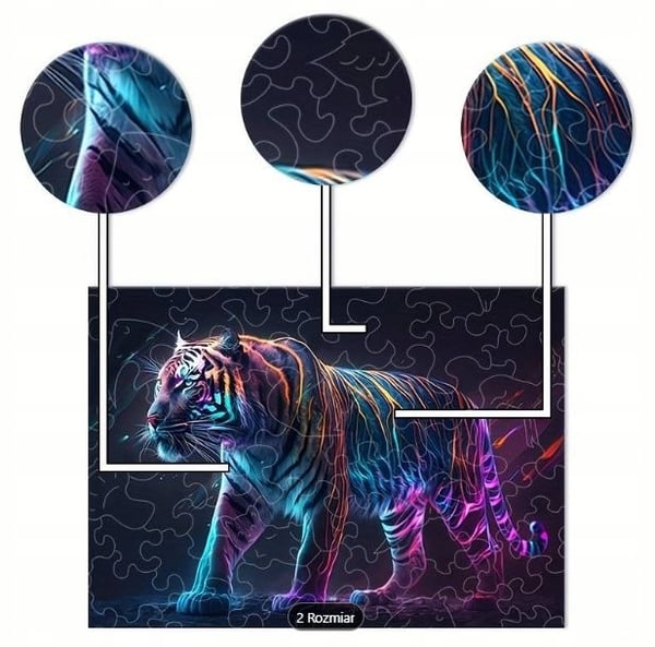 Pedagoginen puupusle A3 Magic Tiger lapsille ja aikuisille 240 osaa suuret