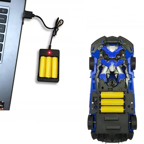 2-in-1 kaukosäädettävä muuntautuvat robotti - auto ja mekaaniikka LED-valoilla ja käytöllä