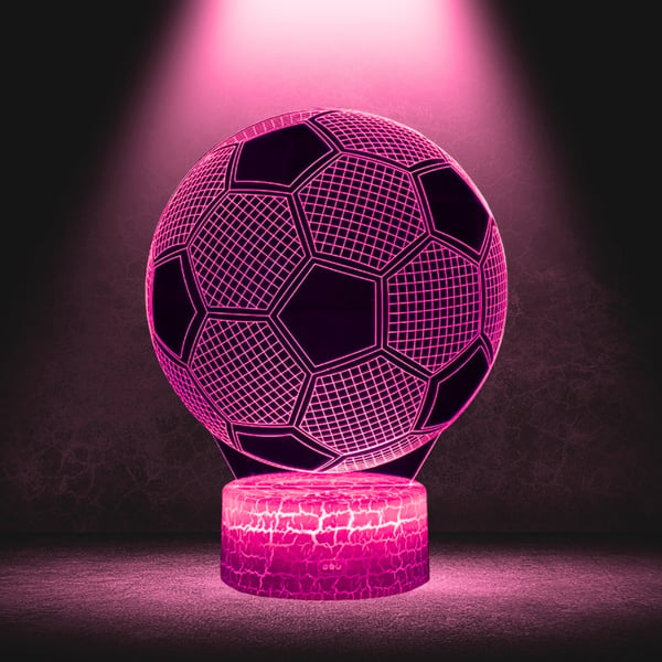 Nattbordslampa för barn fotboll 16 LED 3D med fjärrkontroll