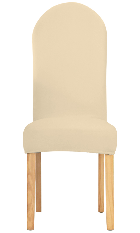 Tuolin päällinen pyöristetyllä selkänojalla, kermanvärinen sametti