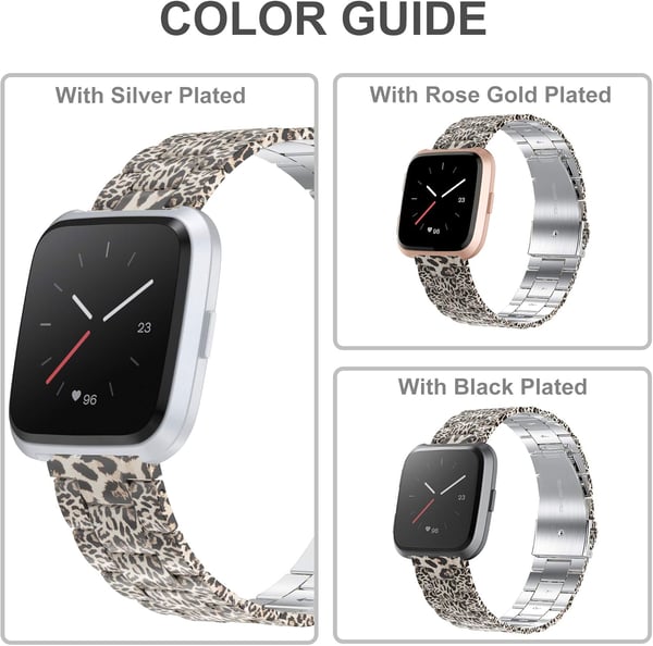 Fitbit Versa / Versa 2 / Lite -kellon ranneke, pantterinruskea teräs