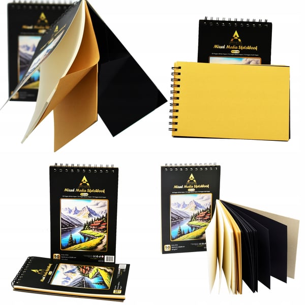 Artistiq spiralbind notesbog A5 50 ark 3-farver 120 g/m2