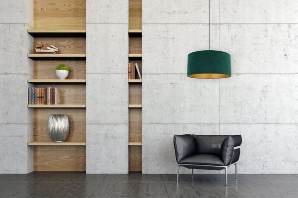 HÆNGENDE LAMPE LOFTSKRONE GYLDEN FLØJLSSKÆRM