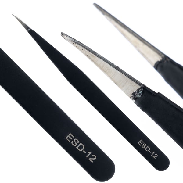 Set med 10 precisionspincetter i etui