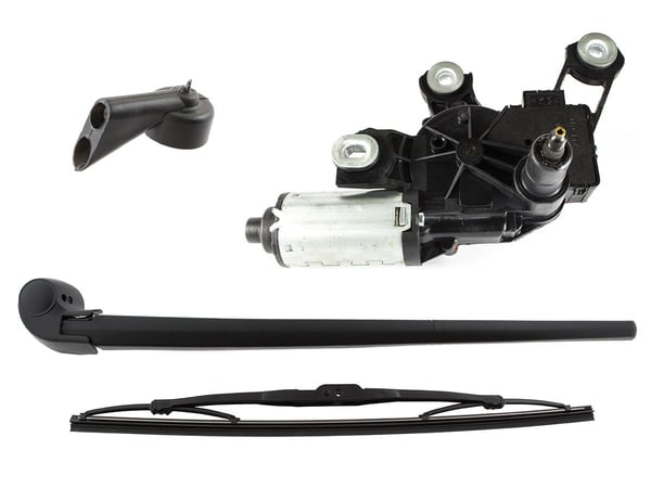 Audi A4 B7 Avant 04-08 kompletsæt: viskermotor, bagrudemotor, viskerblad, sprøjtedyse og arm