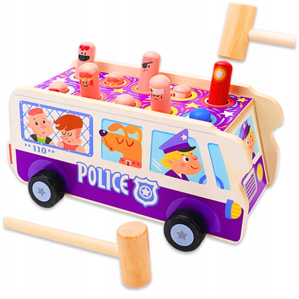 Puinen Montessori-aistitaitopeli poliisiautolla