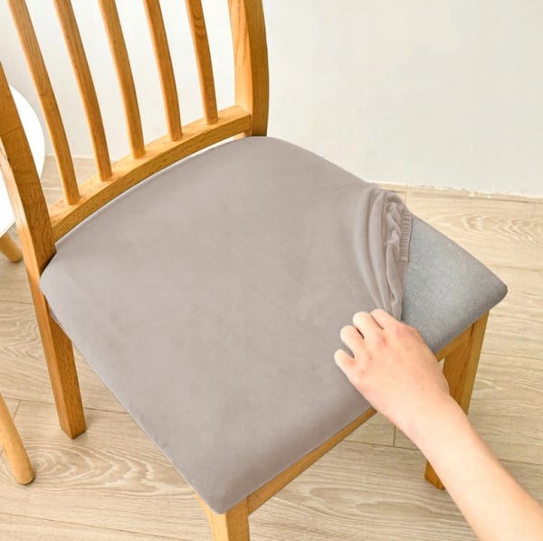 Sittkuddsöverdrag 40x40 cm cool beige elastisk sammet