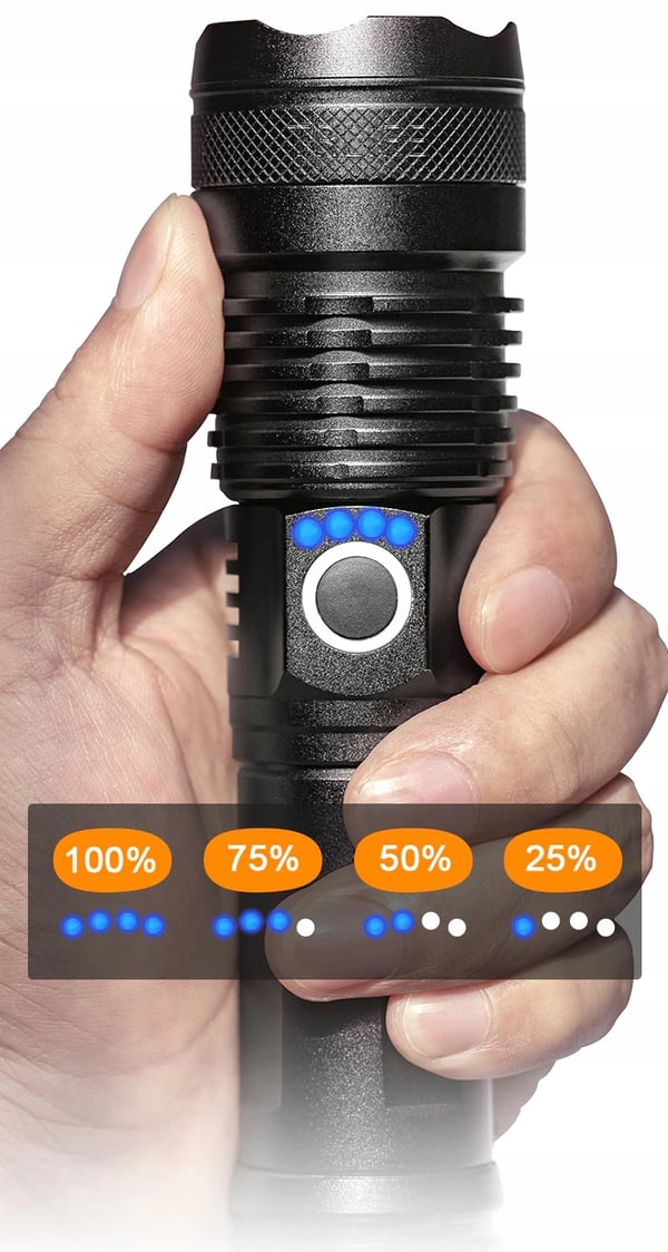 Tehokas XHP50-sotilaskäyttöön tarkoitettu zoom-taktinen LED-taskulamppu