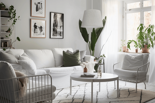 Hængelampe, linnedkegle, hvid, 1 flad, lys beige lampeskærm, L01 38cm