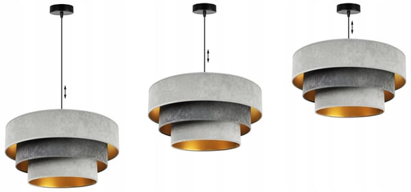 HÆNGENDE LAMPE LOFTSKRONE GYLDEN FLØJLSSKÆRM