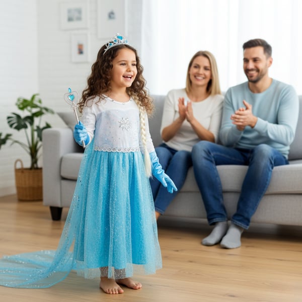 Elsa kostume kostume fest karneval prinsesse kjole pige gallafest