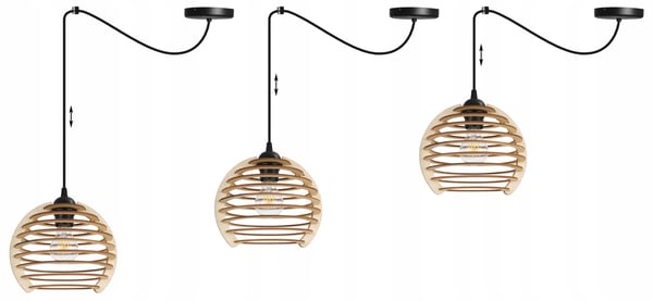 Hængende lampe, loftslysekrone, træ, LED lampeskærm