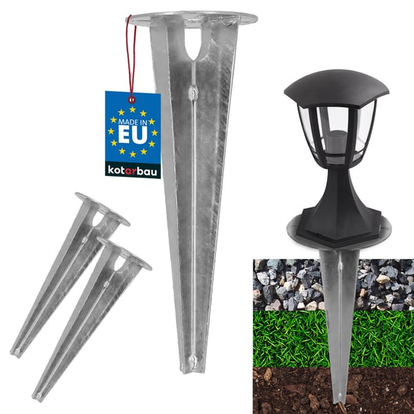 Kotarbau® Puutarhavalaisimen Jalusta, Maahan Rei'itetty, Pyöreä Ankkurikiinnike, 115 mm, 2 kpl:n Setti