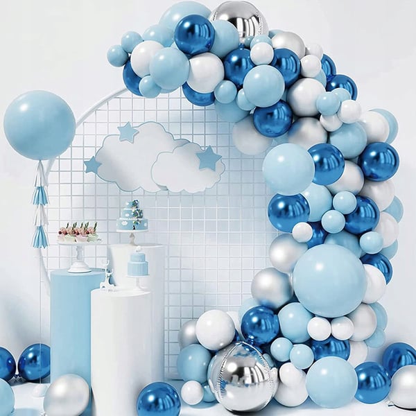 Blå ballonggirland 130 st för födelsedag, dop och bröllop