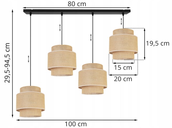 Hængende lampe, loftslysekrone, lampeskærm, boho juta
