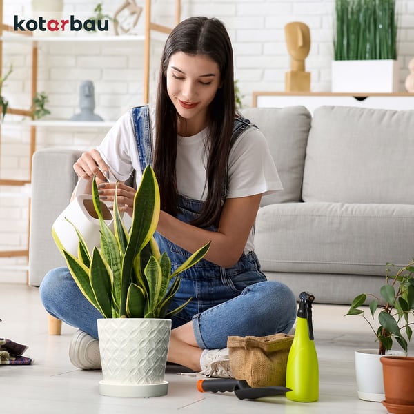 KOTARBAU® 2 st. rund vit blomkruka 13 cm med fat glaserad keramik örtkruka växtskydd