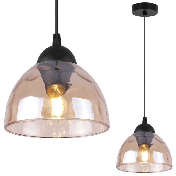 Venice 1-lampe pendellampe, honningfarvet skærm, E27