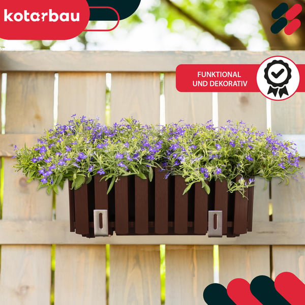 Balkongkrukslåda för räcke terrass rustik brun 40 cm