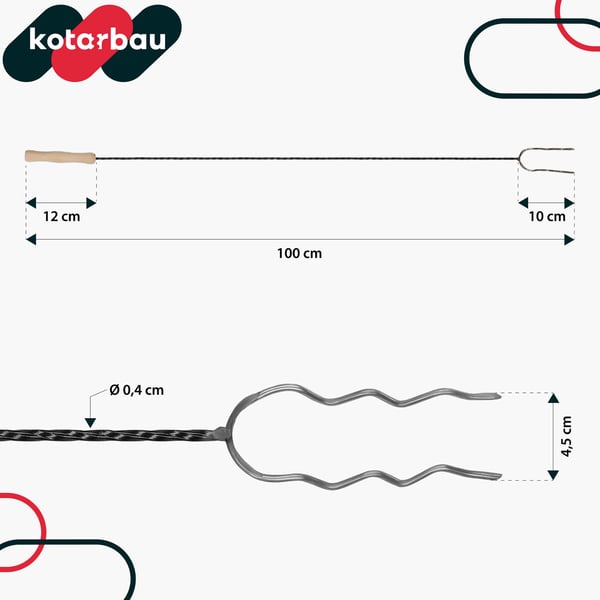 Kotarbau® Grillihaarukka, Kaksipiikkinen Grillaushaarukka, Aaltoileva Makkaratikku, 100 CM