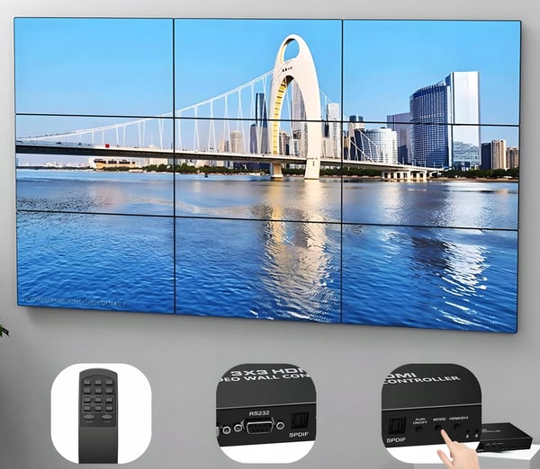 HDMI 3X3 VIDEOVÄGGSKONTROLL SPLITTER MATRIX 9 SKÄRMAR