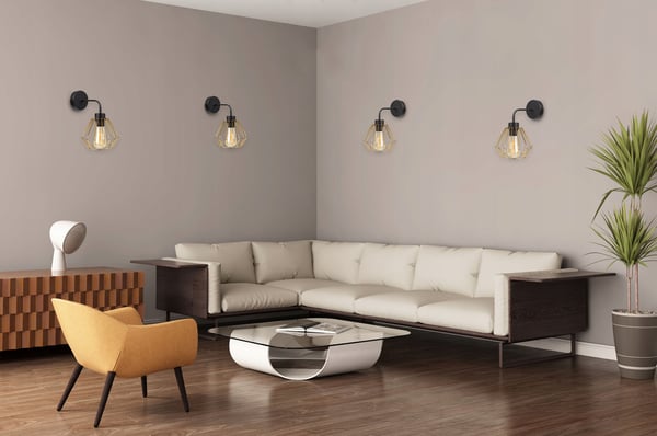 ELEGANT RETRO VÆGLAMPE MED TRÅD GULD LOFT
