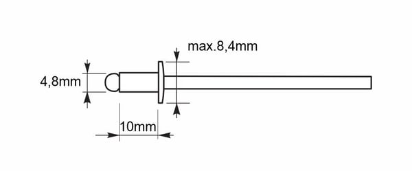 Åbne aluminiumnitter 4,8x10mm RAL 8004