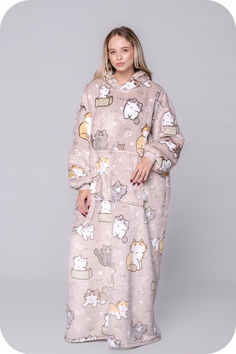 BLANKET collegepaita Ylisuuri lämmin Paksu peitto collegepaita 2in1 XXL pitkä kissakuvioinen karvainen [KB-XL7]
