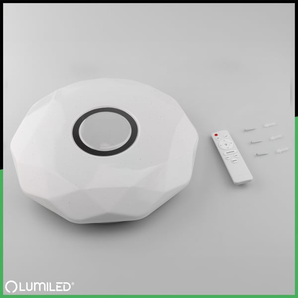 WESTA 72W CCT valkoinen pyöreä LED-kattovalaisin, pinta-asennettava, 50cm + LUMILED-kaukosäädin
