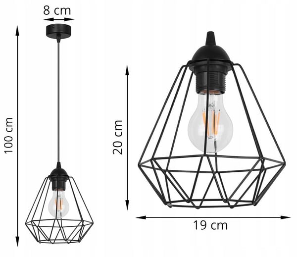Lofthængelampe Diamond Loft Edison Retro