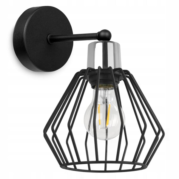 VÄGGLAMPA, FYRKANTIG LAMPA, METALLLAMPA, TRÅD, LED