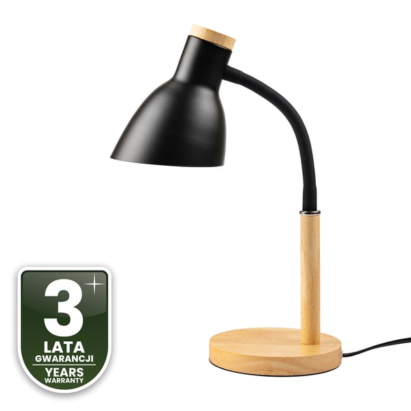 Skrivebordslampe til skole, tegnebord, dekorativ E27, NIKO, sort, Lumiled