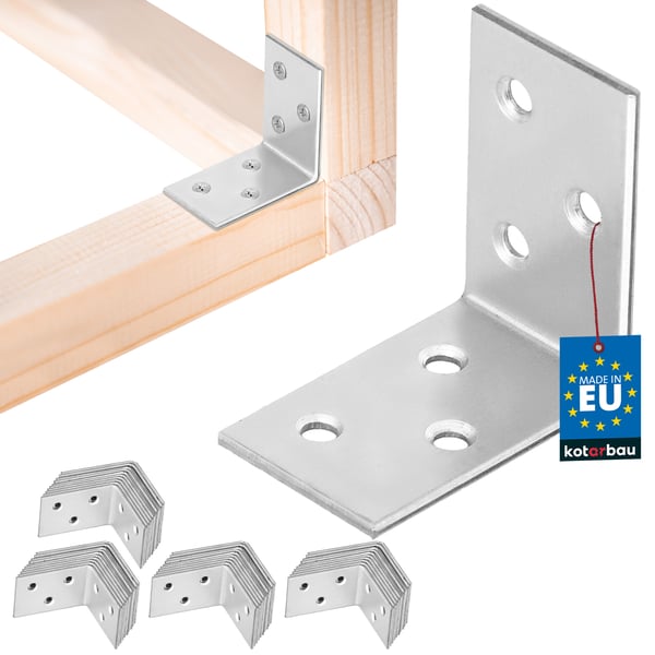Kotarbau® Kirvesmiehen kulmaliitin ruostumatonta terästä sinkittyä 40 x 40 x 25 mm 50 kpl:n sarja