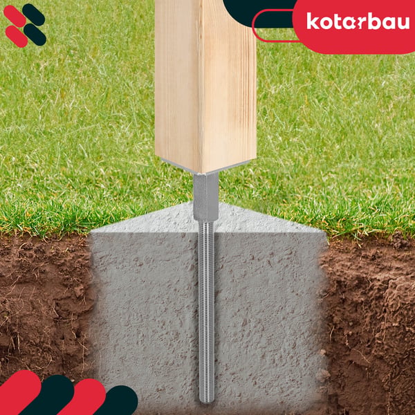 KOTARBAU® Vertikalt justerbar stålstolpeanker til pavilloner, skærme og hegn 80 x 330 mm 2-pak