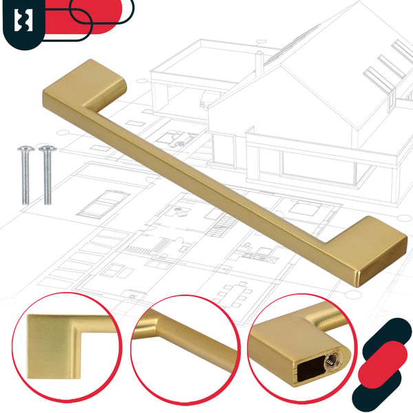 KOTARBAU køkkengreb klassisk moderne aflang mat guld 148 mm afstand 128 mm