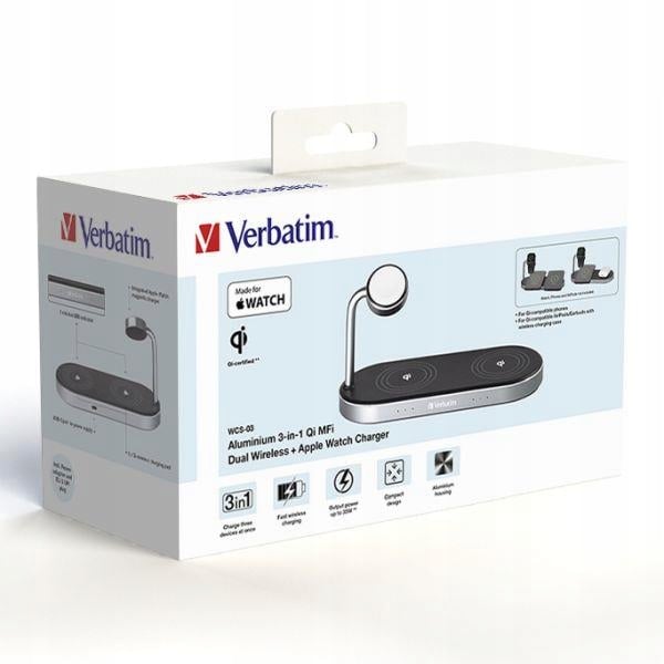 Verbatim WCS-03 3-i-1 Apple Watch iPhone-opladerstander
