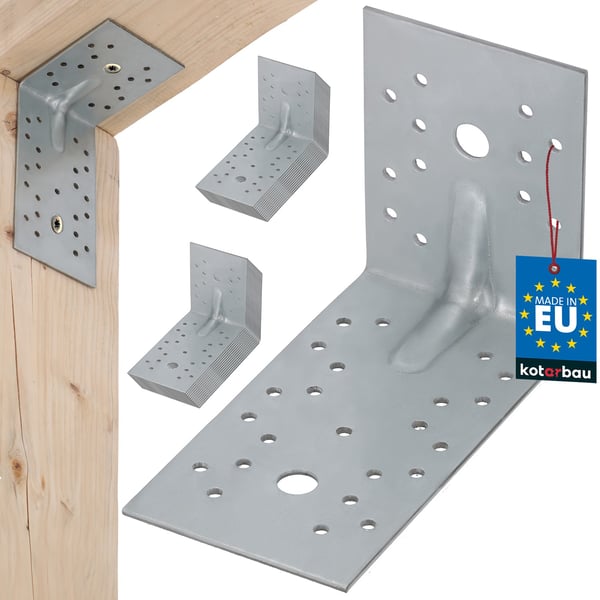 Kotarbau snedkervinkel stålkonstruktion med prægling rustfrit stål 100x150x80 mm sæt 25 stk