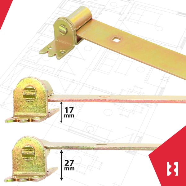 KOTARBAU® set med 2 gångjärn 300 mm guldförzinkat stål garagedörr paviljonggångjär