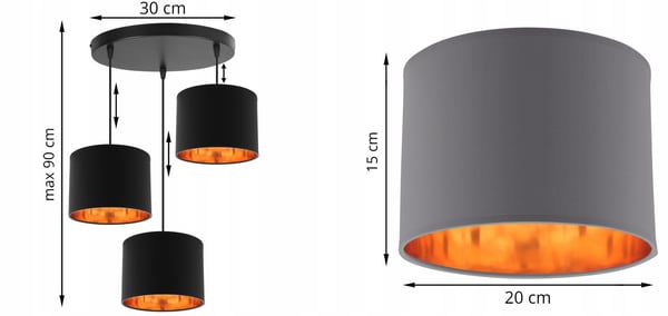 LOFTSLAMPE MED GYLDET LED-SKÆRM