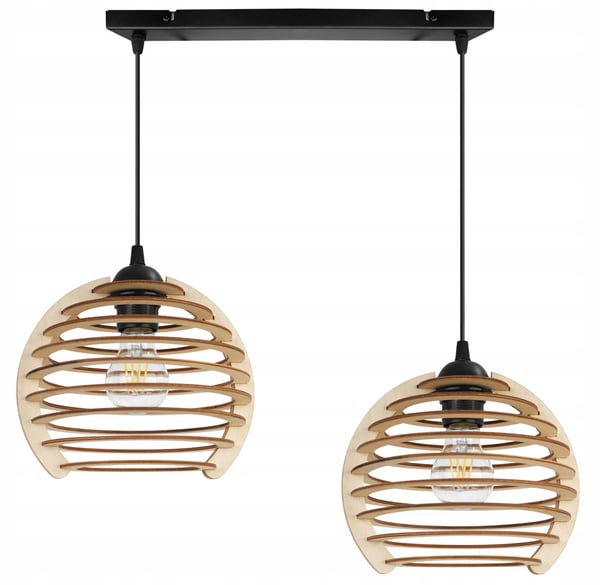 Hængende lampe, loftslysekrone, træ, LED lampeskærm