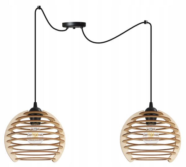 Hængende lampe, loftslysekrone, træ, LED lampeskærm