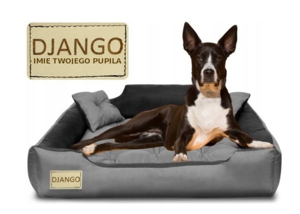 Hundeseng kennel 55x45 cm personaliseret grå