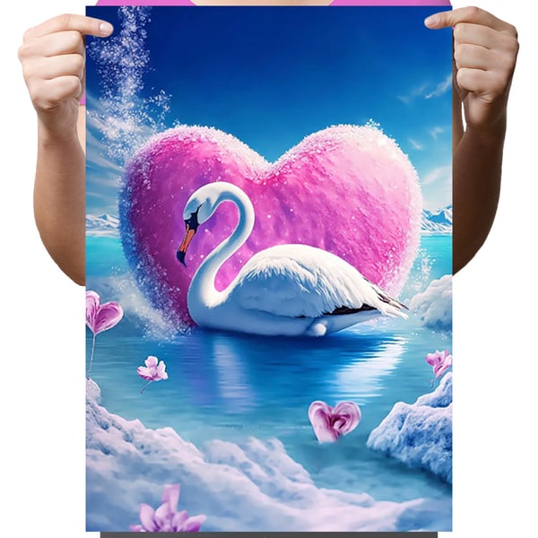 Ob_L_203 diamantmaling 30x40 - dyr, svane