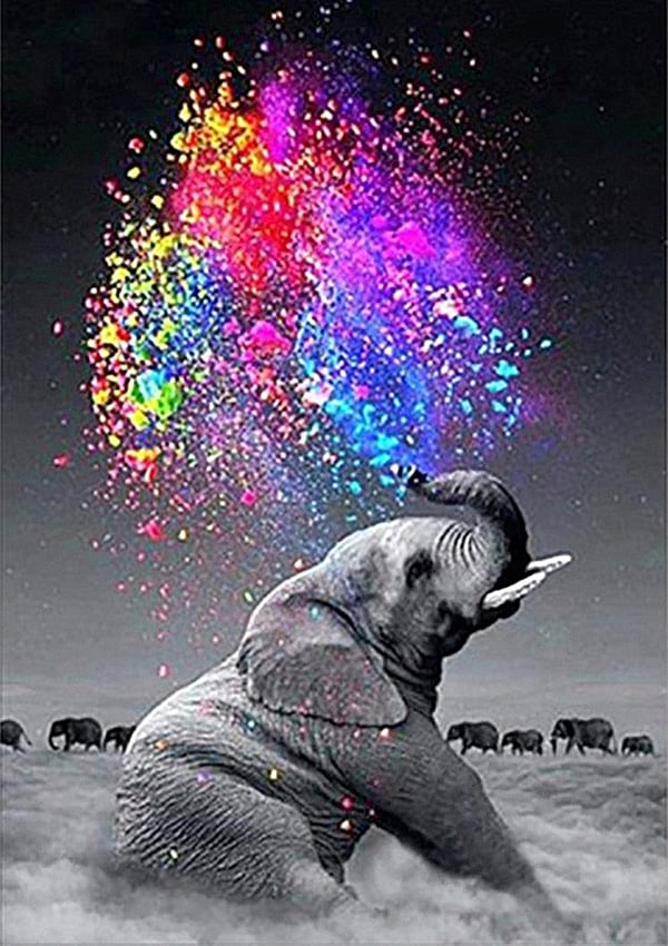 Diamantmålning 30x40 cm djur elefant