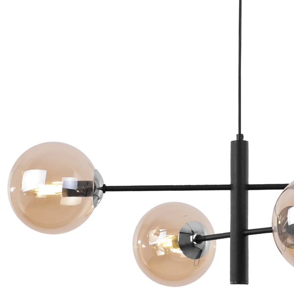 VICENZA HÆNGELAMPE SORT KROM 4 FLAD HONNINGLAMPE E14