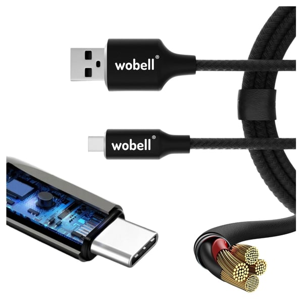 USB-C QC 3.0 2.4A -kaapeli, 1,8 metriä pitkä