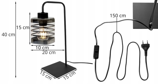 LED-spiraalimainen lasiyöpöytävalaisin
