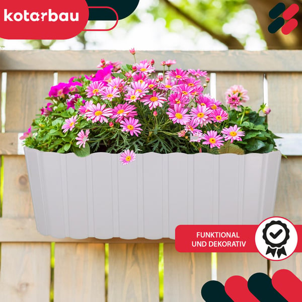 KOTARBAU® Balkonglåda blomkruka för räcke oval rustik vit 400 mm 6-pack