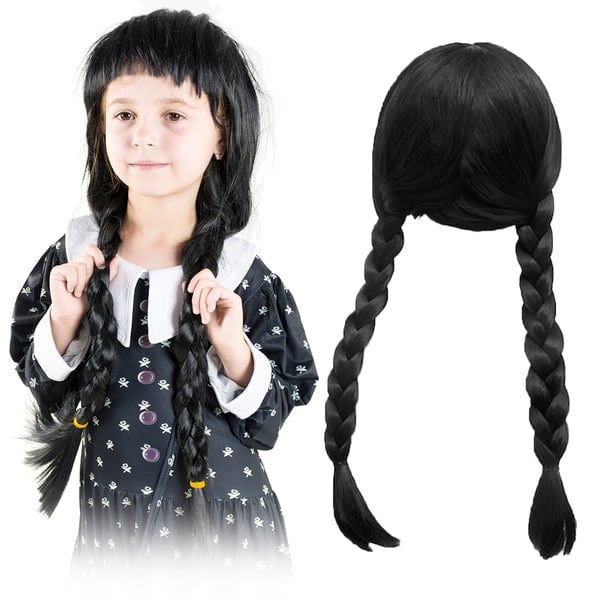 Peruukki synteettiset hiukset joulukuusi karnevaali cosplay letit keskiviikon tanssiaispuku